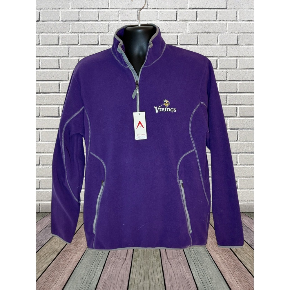 Minnesota Vikings Antigua NEW 1/4 Zip Long Sleeve Fleece Pullover Men Sz M